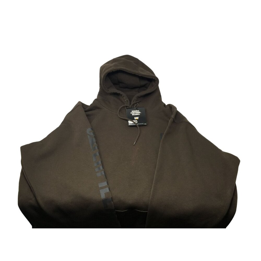 Men's CAT Trademark Banner Hooded Sweatshirt - Coffee Bean - Size 2XL - Picture 2 of 15